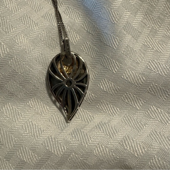 Sonia b Bitton 14k and 925 silver leaf pendant with original chain vintage - Picture 3 of 4